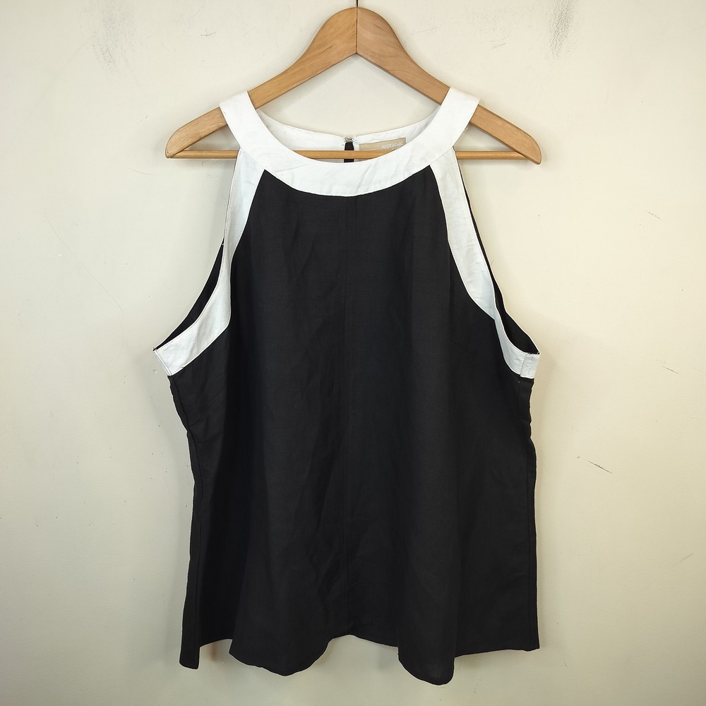 Appraisal Halter Tank Top 3X Womens Colorblock Sleeveless Casual Black White